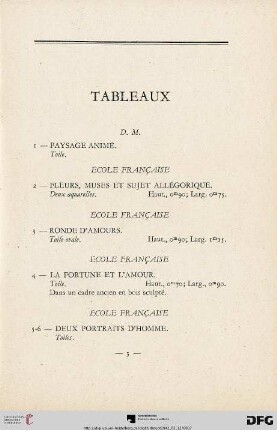 Tableaux (Nr. 1-12)