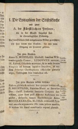 I. Die Epitaphien der Stiftskirche