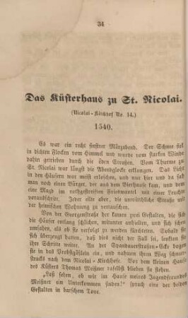 Das Küsterhaus zu St. Nicolai. (Nicolai-Kirchhof No. 14.) 1540