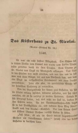 Das Küsterhaus zu St. Nicolai. (Nicolai-Kirchhof No. 14.) 1540