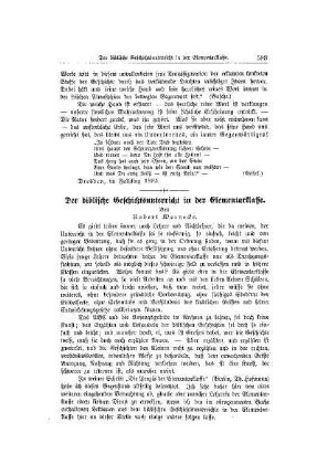 Der biblische Geschichtsunterricht in der Elementarklasse