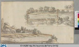Landschaft. Zwei Maschinen-Teile