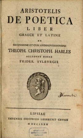 Aristotelis De Poetica Liber : Graece Et Latine