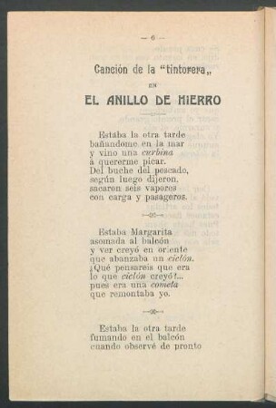 Canción de la "tintorera,, en El anillo de hierro
