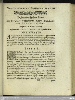Disputatio Vigesima Prima De Enunciationum Aequipollentia Et Consecutione