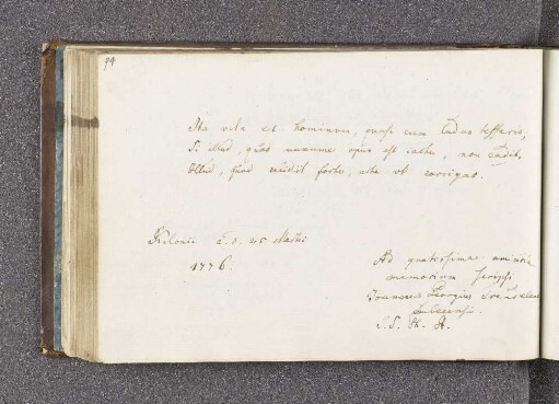 Johannes Georgius Trendelenburg. – Incipit: Ita vita est. Hominum, quasi cum ludas tesseris. – Kiel, 25.03.1776