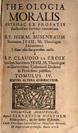 Theologia Moralis, 4 : [= Lib. 4]
