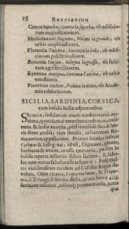 Sicilia, Sardinia, Corsica