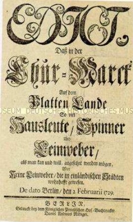Förderung der Leinenherstellung