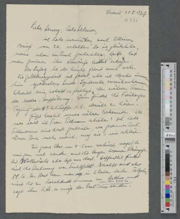 Brief an Hans Henny Jahnn und Ellinor Jahnn