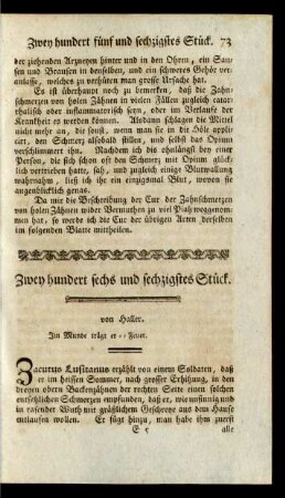 Zwey hundert sechs und sechzigstes Stück