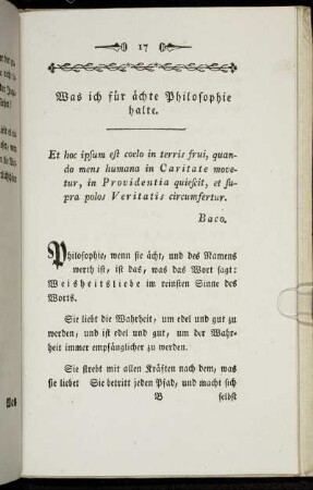 Was ich für ächte Philosophie halte.