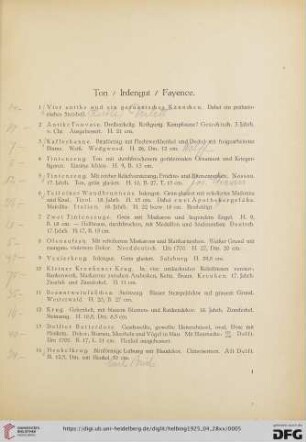 Ton/Irdengut/Fayence (Nr. 1-43)