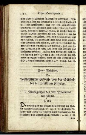 Zwote Abtheilung. Die vornehmsten Beweise von der Göttlichkeit der christlichen Religion.