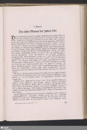 9. Kapitel. Die ersten Monate des Jahres 1916