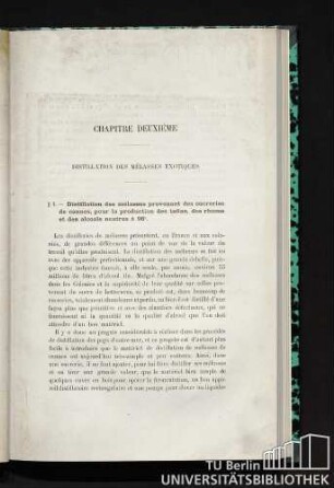 Chapitre deuxième. Distillation des mélasses exotiques