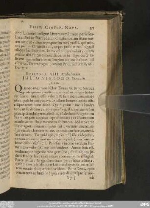 Epistola XIII. Mediolanum. Iulio Nigrono, Societatis Iesu.