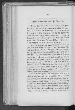 Jahresbericht von H. Porth.