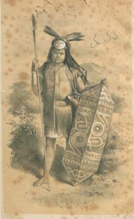 Dajak der Kapoeas-Landen in oorlogs-tenue