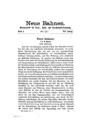 Neue Bahnen : VIII. ; (Schluß)