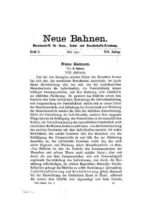 Neue Bahnen : VIII. ; (Schluß)