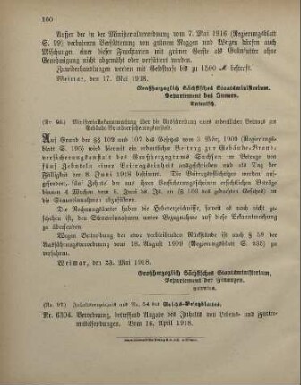 Nr. 97: Inhaltsverzeichnis aus Nr. 54 des Reichs-Gesetzblattes