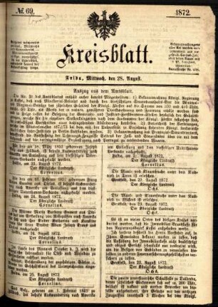 Ausgabe vom Mittwoch, den 28. August 1872.