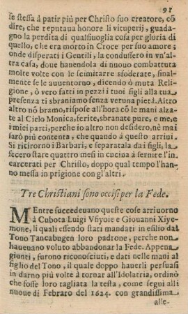 Tre Christiani sono occisi per la Fede