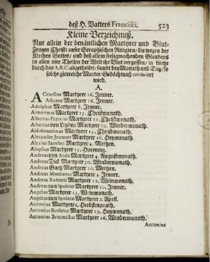 Kleine Verzeichnuß.