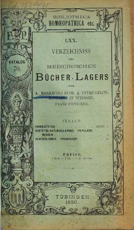 Katalog. 70. 1886