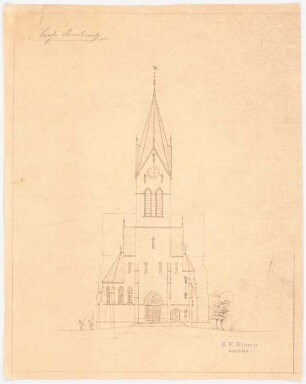 Katholische Kirche, Seichwitz: Westansicht der Kirche (Variante)
