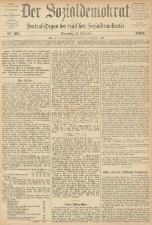 No 46. Donnerstag, 10. November. 1881.
