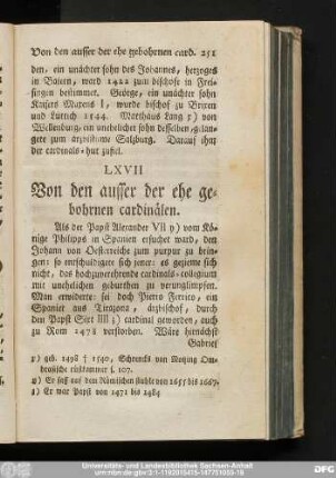 LXVII Von den ausser der ehe gebohrnen cardinälen.