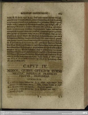 Caput IV. Modos, Quibus Officium Summi Militiae Imperialis Praefecti Finitur, Proponens