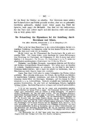 Die Behandlung des Eigensinns bei der Erziehung durch Elternhaus und Schule : (Schluss)