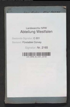 Spezifikation der Lehngüter der von Amelunxen zu Amelunxen und Wehrden bzw. der von Wolff-Metternich zu Wehrden