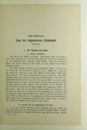Erste Abteilung. Aus der allgemeinen Erdkunde