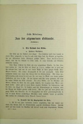 Erste Abteilung. Aus der allgemeinen Erdkunde