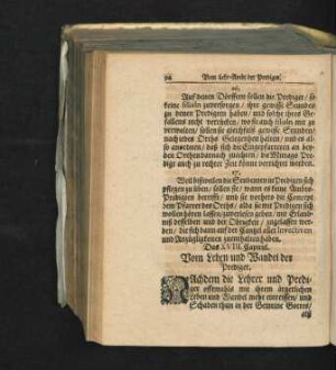Das XVIII. Capitul. Vom Leben und Wandel der Prediger.