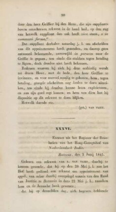 XXXVI. Extract uit het Register der Resolutien van het Hoog-Geregtshof van Nederlandsch Indie.