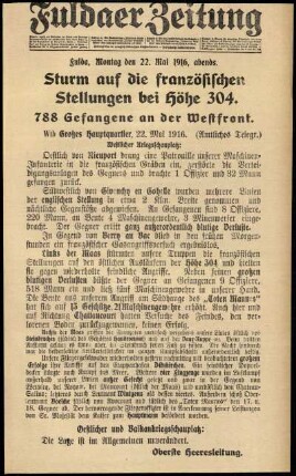 Erste Ausgabe vom Montag, den 22. Mai 1916.