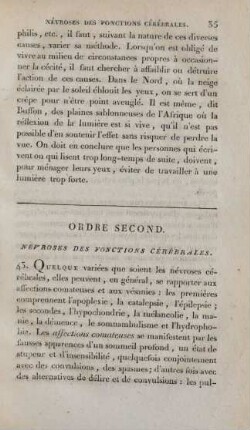 Ordre second. Névroses des fonctions cérébrales
