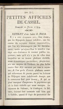 No XC (Samedi 12 Juin 1784)