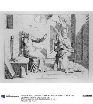 Genovefa's Standhaftigkeit im Kerker. Blatt 7 zu "Bilder zu Tiecks Genovefa von J. Führich"
