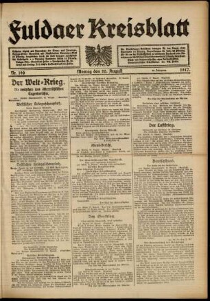Ausgabe vom Montag, den 20. August 1917.