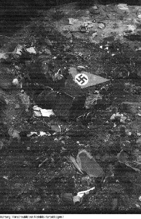 Dresden. Büste Adolf Hitlers im Trümmerschutt, 1946