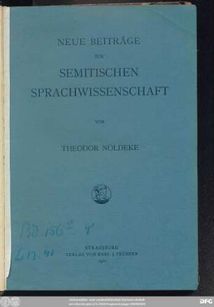 Neue Beiträge zur semitischen Sprachwissenschaft
