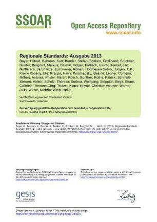 Regionale Standards: Ausgabe 2013