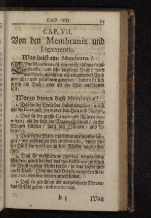 Cap. VII. Von den Membranis und Ligamentis.