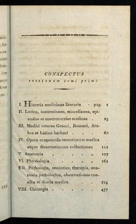IX-X, Conspectus sectionum tomi primi.